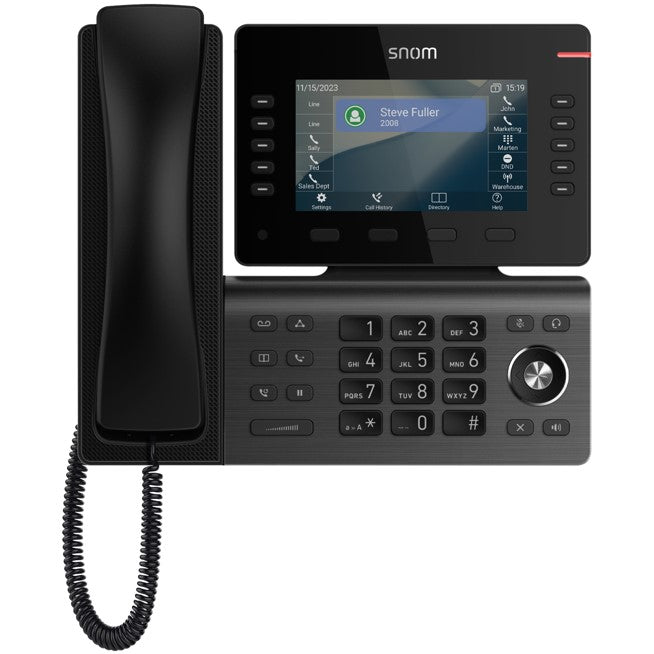 SNOM D815W Desk Telephone, 5' (480x272) color LCD, 10 (36) configurable self-labeling multicolor LED keys, 2 USB ports, 3-year standard warranty SNOM D815W Desk Telephone, 5' (480x272) color LCD, 10 (36) configurable self-labeling multicolor LED keys, 2 USB ports, 3-year standard warranty